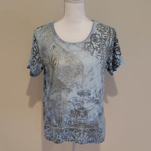 Classic Elements Gray/Gold Blouse Top